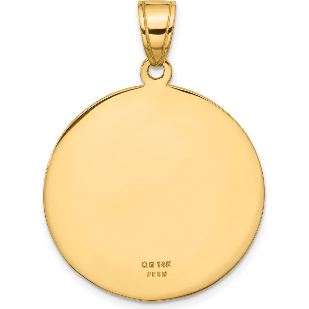 14K Yellow Gold Polished Large Saint Christopher Medal Pendant - 39.5mm Length by Oro Pregiato