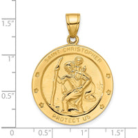 14K Yellow Gold Polished Large Saint Christopher Medal Pendant - 39.5mm Length by Oro Pregiato