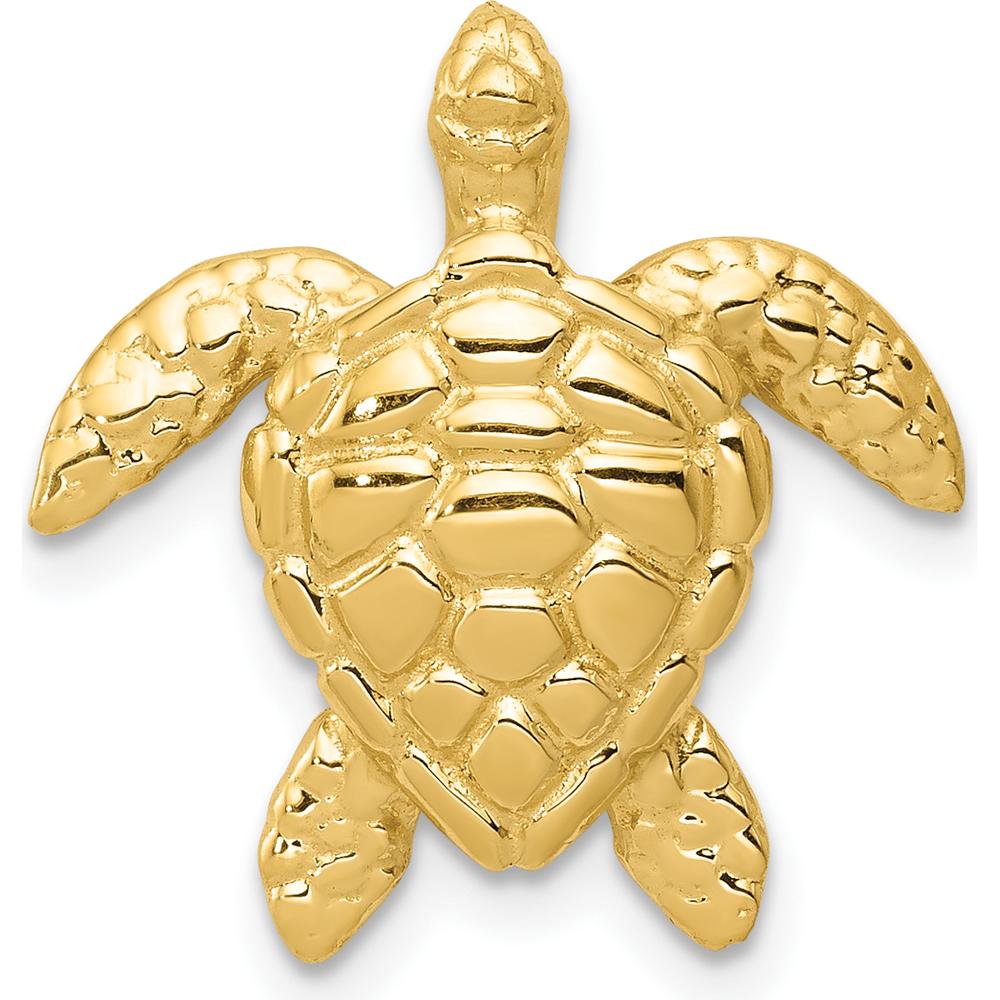 14K Yellow Gold Polished Large Sea Turtle Pendant Slide - 19mm by Oro Pregiato