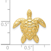 14K Yellow Gold Polished Large Sea Turtle Pendant Slide - 19mm by Oro Pregiato
