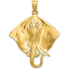 14K Yellow Gold Polished Large Stingray Pendant Charm - 36mm by Oro Pregiato
