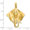 14K Yellow Gold Polished Large Stingray Pendant Charm - 36mm by Oro Pregiato