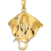 14K Yellow Gold Polished Large Stingray Pendant Charm - 36mm by Oro Pregiato