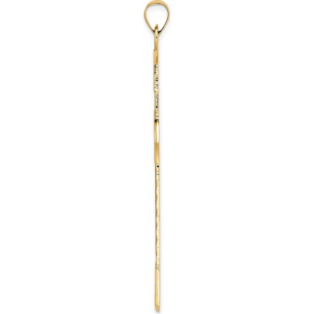 14K Yellow Gold Polished Large Textured Cross Pendant - 58mm Length by Oro Pregiato
