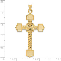 14K Yellow Gold Polished Large Textured Cross Pendant - 58mm Length by Oro Pregiato