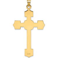 14K Yellow Gold Polished Large Textured Cross Pendant - 58mm Length by Oro Pregiato