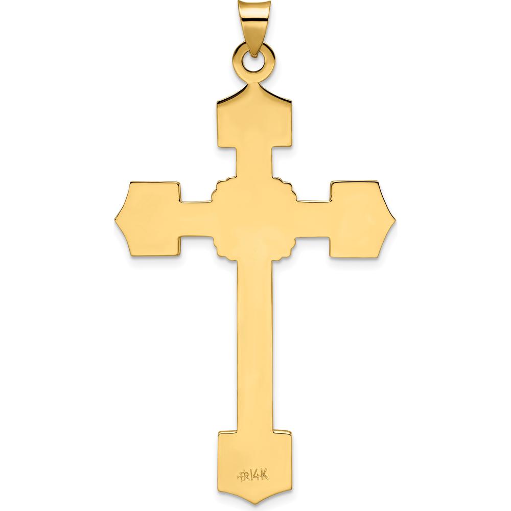 14K Yellow Gold Polished Large Textured Cross Pendant - 58mm Length by Oro Pregiato