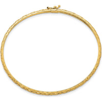 14K Yellow Gold Polished Laser and Diamond-Cut Flexible Oval Bangle Bracelet - 6.15mm Width by Oro Pregiato