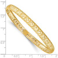 14K Yellow Gold Polished Laser and Diamond-Cut Flexible Oval Bangle Bracelet - 6.15mm Width by Oro Pregiato