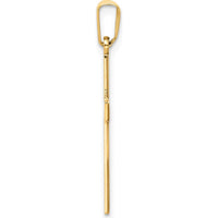 14K Yellow Gold Polished Laser Etched Cross Charm - 28mm Length by Oro Pregiato