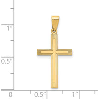 14K Yellow Gold Polished Laser Etched Cross Charm - 28mm Length by Oro Pregiato