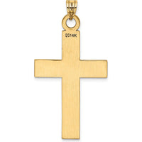 14K Yellow Gold Polished Laser Etched Cross Charm - 28mm Length by Oro Pregiato