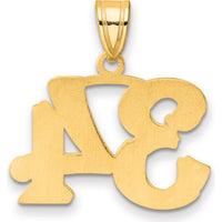 14K Yellow Gold Polished Laser Etched Number 34 Pendant