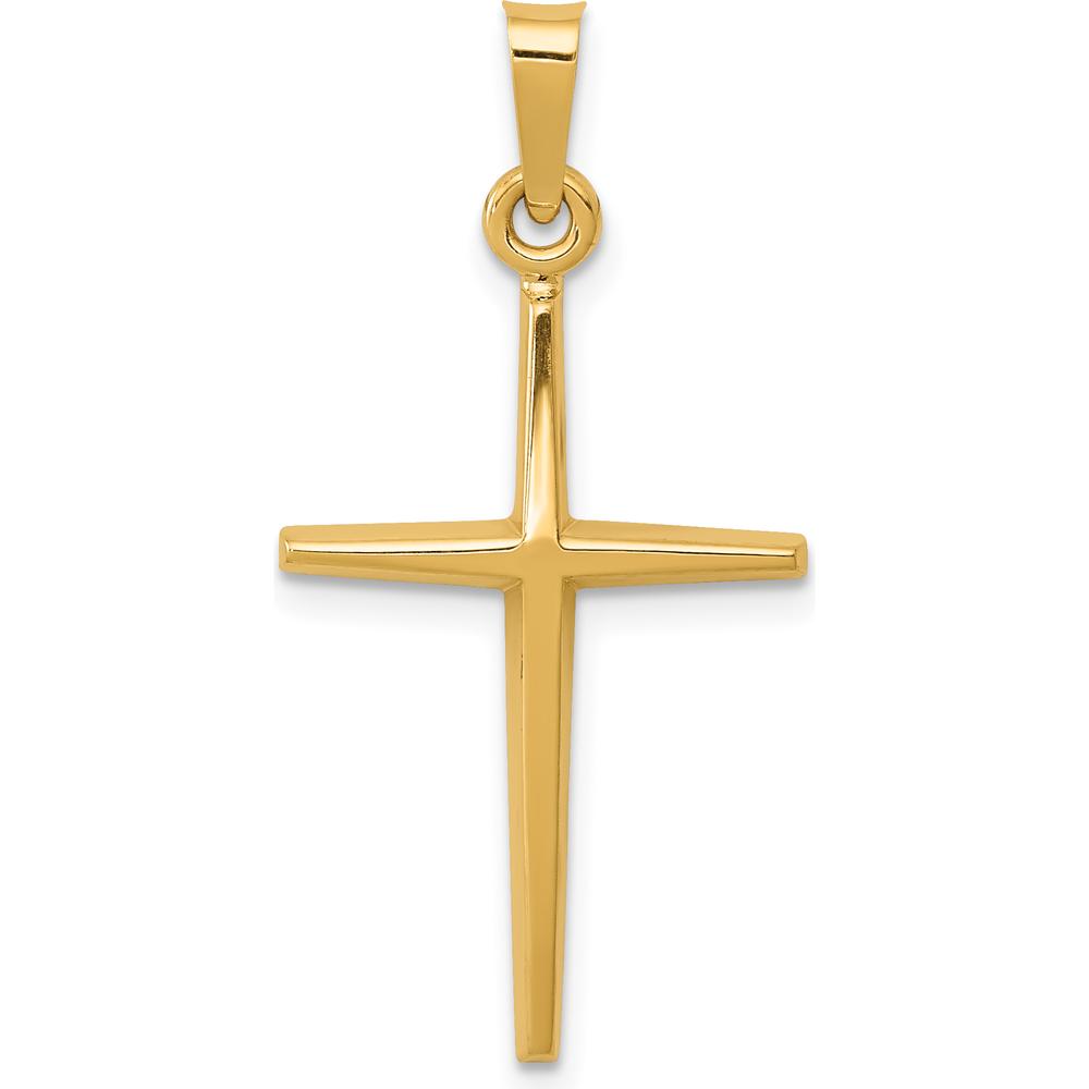 14K Yellow Gold Polished Latin Cross Pendant - 31mm Length by Oro Pregiato