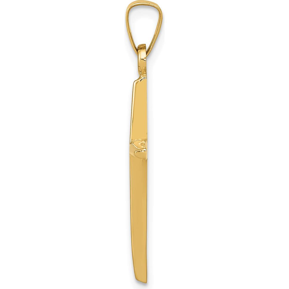 14K Yellow Gold Polished Latin Cross Pendant - 31mm Length by Oro Pregiato