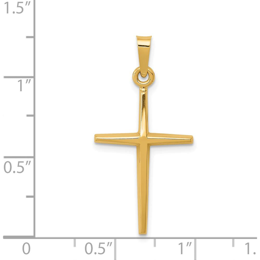 14K Yellow Gold Polished Latin Cross Pendant - 31mm Length by Oro Pregiato