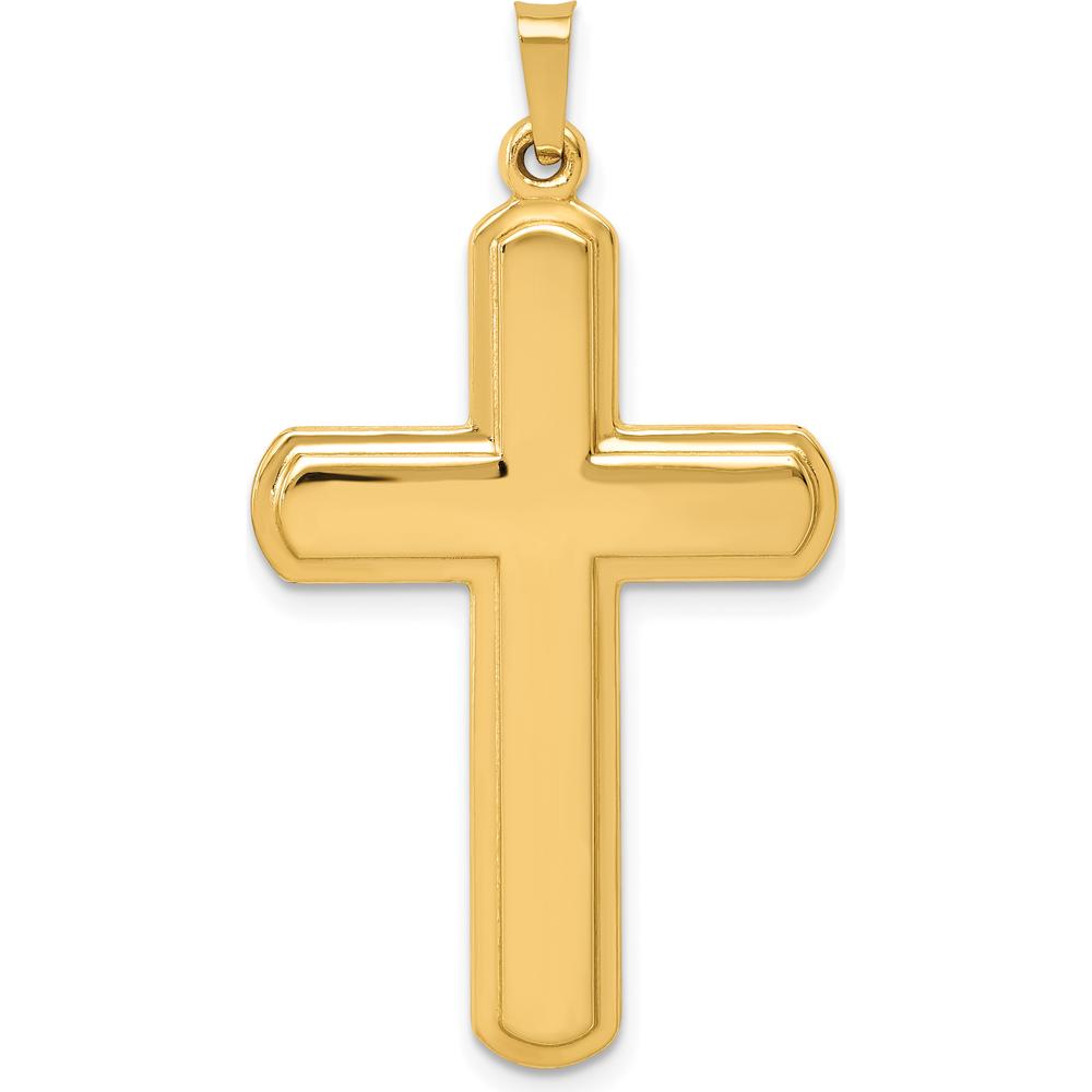 14K Yellow Gold Polished Latin Cross Pendant - 38.2mm Length by Oro Pregiato