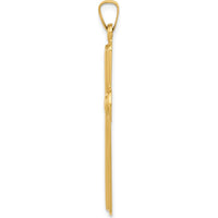 14K Yellow Gold Polished Latin Cross Pendant - 38.2mm Length by Oro Pregiato