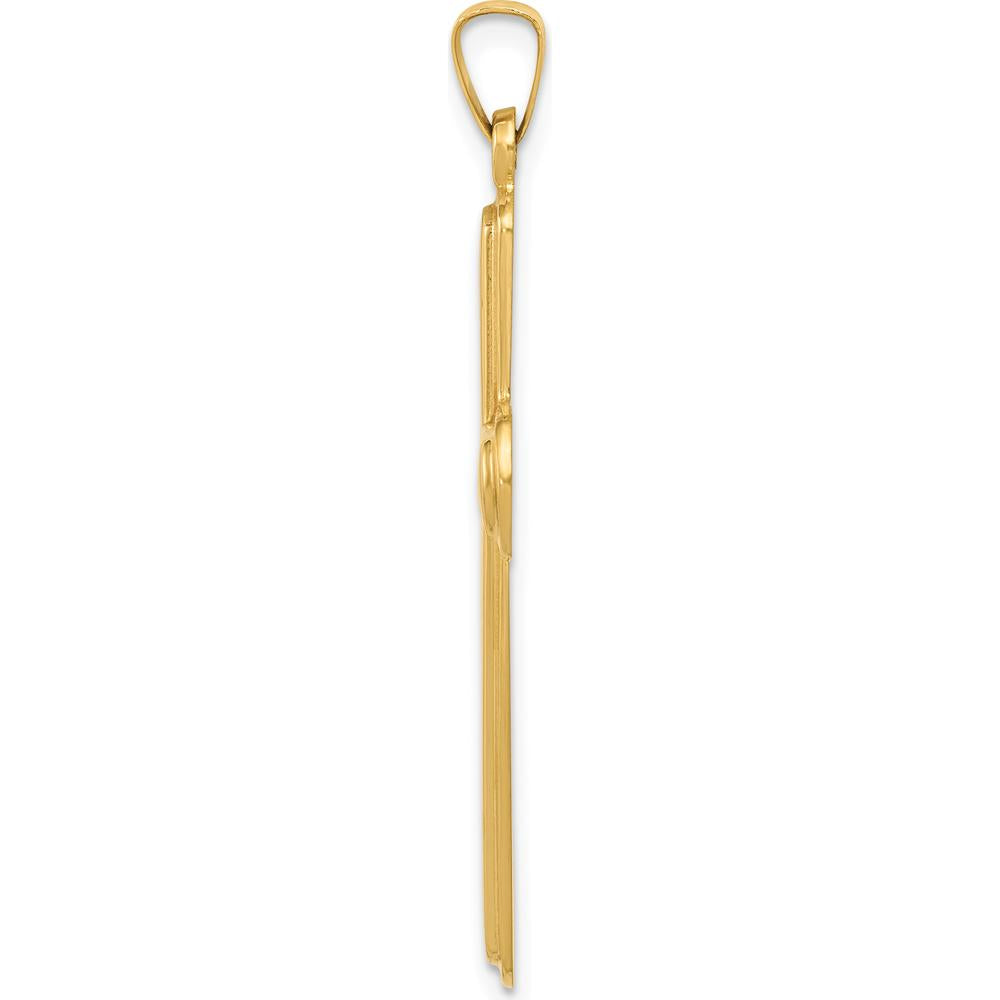14K Yellow Gold Polished Latin Cross Pendant - 38.2mm Length by Oro Pregiato
