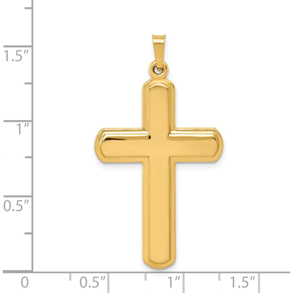 14K Yellow Gold Polished Latin Cross Pendant - 38.2mm Length by Oro Pregiato