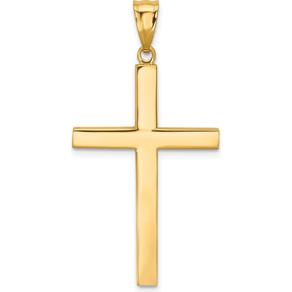14K Yellow Gold Polished Latin Cross Pendant - 40mm Length by Oro Pregiato