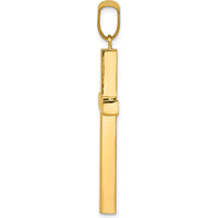 14K Yellow Gold Polished Latin Cross Pendant - 40mm Length by Oro Pregiato