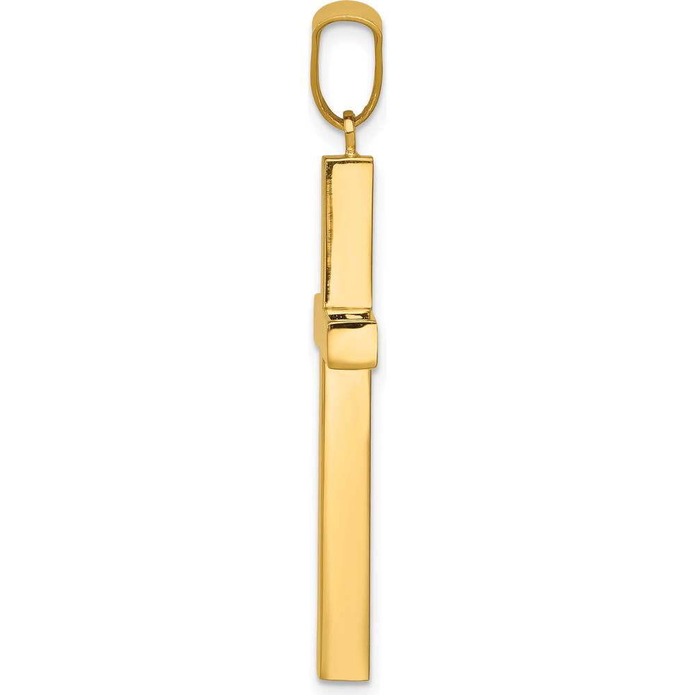 14K Yellow Gold Polished Latin Cross Pendant - 40mm Length by Oro Pregiato