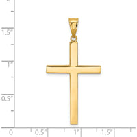 14K Yellow Gold Polished Latin Cross Pendant - 40mm Length by Oro Pregiato