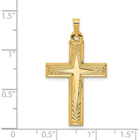 14K Yellow Gold Polished Latin Cross Pendant - Elegant Religious Charm by Oro Pregiato