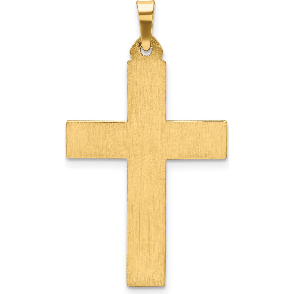 14K Yellow Gold Polished Latin Cross Pendant - Elegant Religious Charm by Oro Pregiato