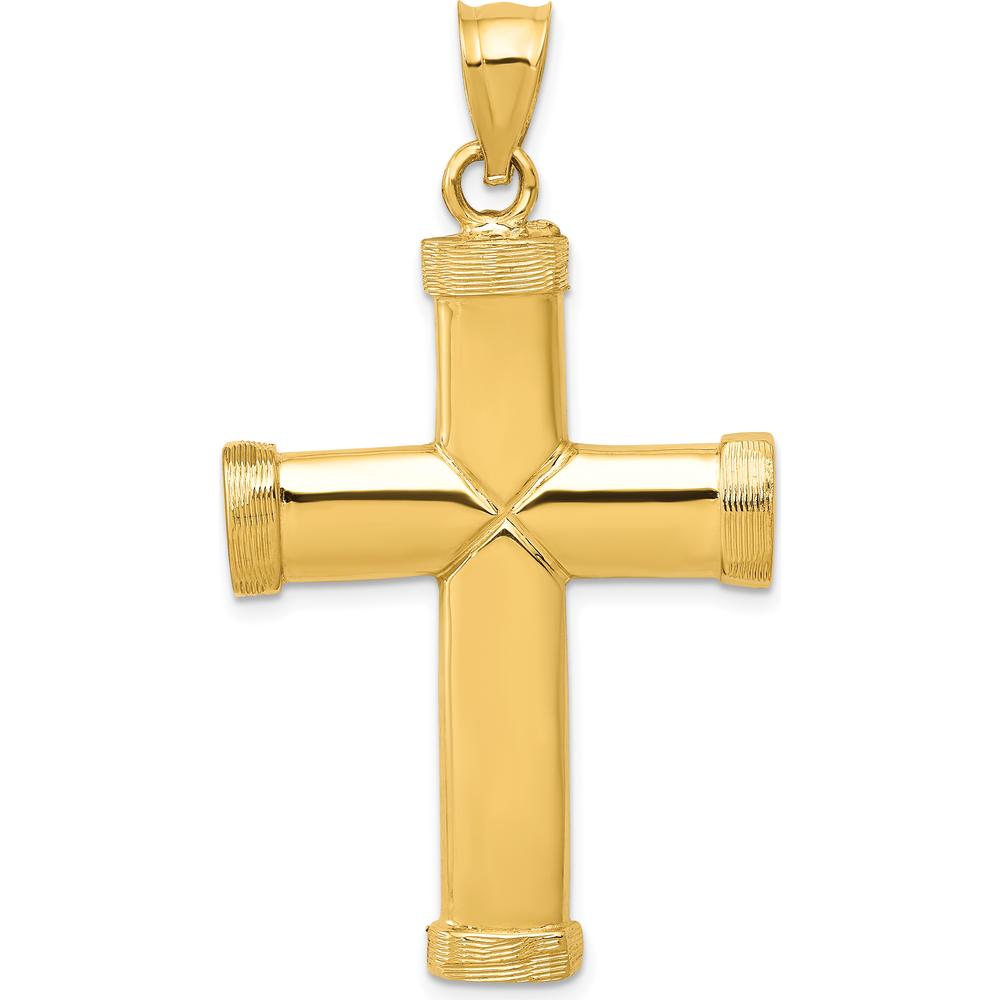 14K Yellow Gold Polished Latin Cross Pendant - Faith-Inspired Design by Oro Pregiato