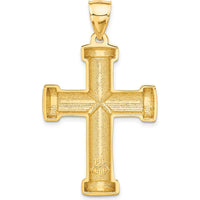 14K Yellow Gold Polished Latin Cross Pendant - Faith-Inspired Design by Oro Pregiato