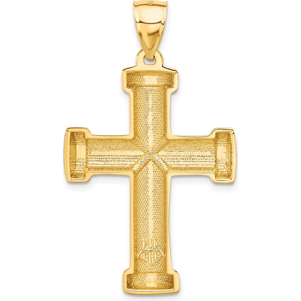 14K Yellow Gold Polished Latin Cross Pendant - Faith-Inspired Design by Oro Pregiato