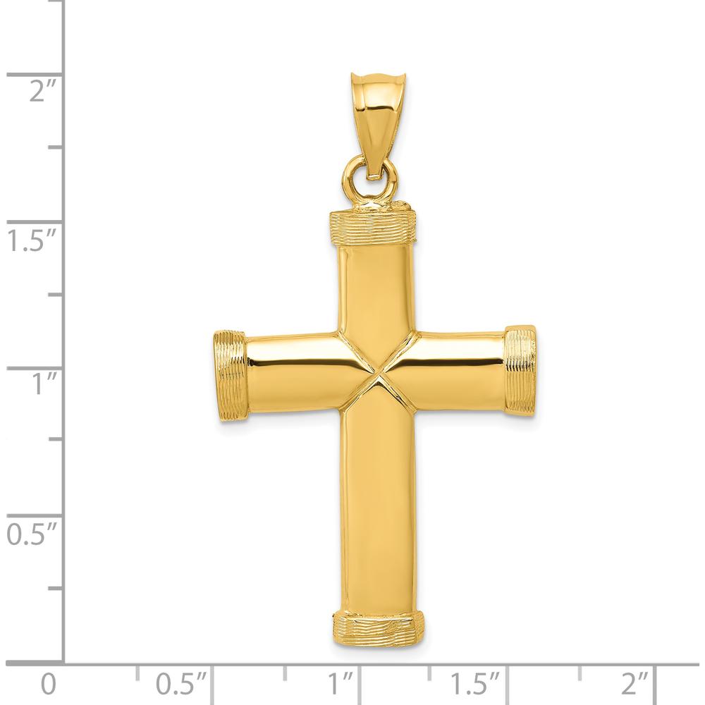 14K Yellow Gold Polished Latin Cross Pendant - Faith-Inspired Design by Oro Pregiato
