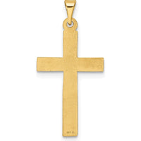 14K Yellow Gold Polished Latin Cross Pendant - Textured Design by Oro Pregiato