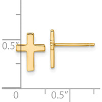 14K Yellow Gold Polished Latin Cross Post Earrings - Symbolic Faith Design in Yellow Gold by Oro Pregiato