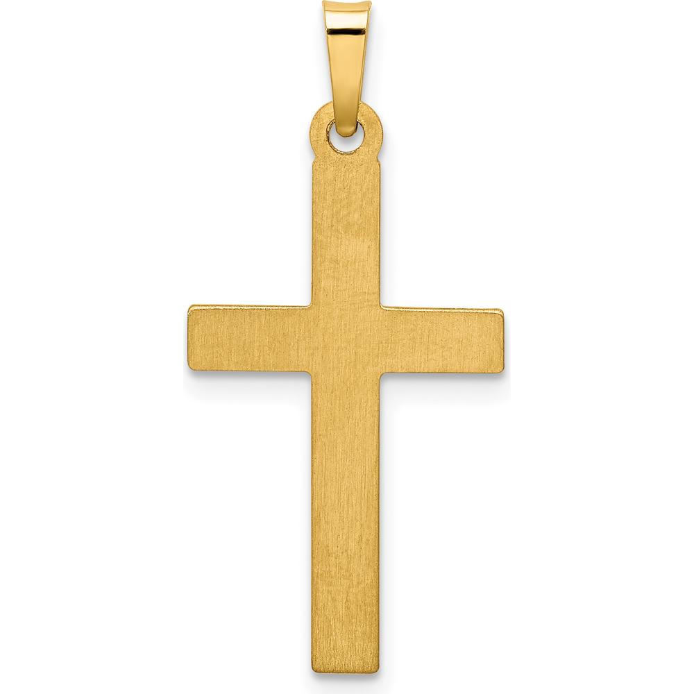 14K Yellow Gold Polished Lattice Textured Cross Pendant - 29.8mm Length by Oro Pregiato