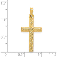 14K Yellow Gold Polished Lattice Textured Cross Pendant - 29.8mm Length by Oro Pregiato