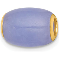 14K Yellow Gold Polished Lavender Jade Oval Barrel Bead Slide Pendant by Oro Pregiato