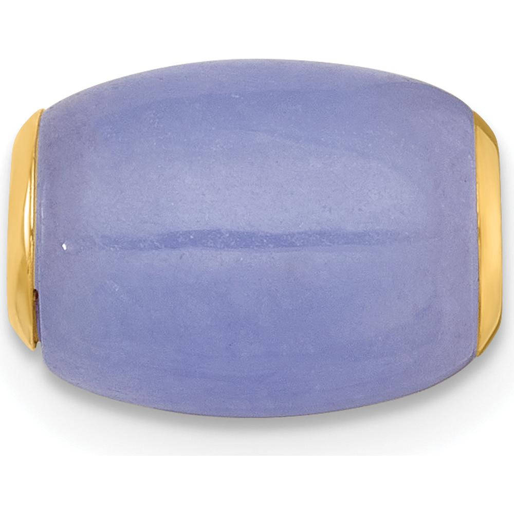 14K Yellow Gold Polished Lavender Jade Oval Barrel Bead Slide Pendant by Oro Pregiato