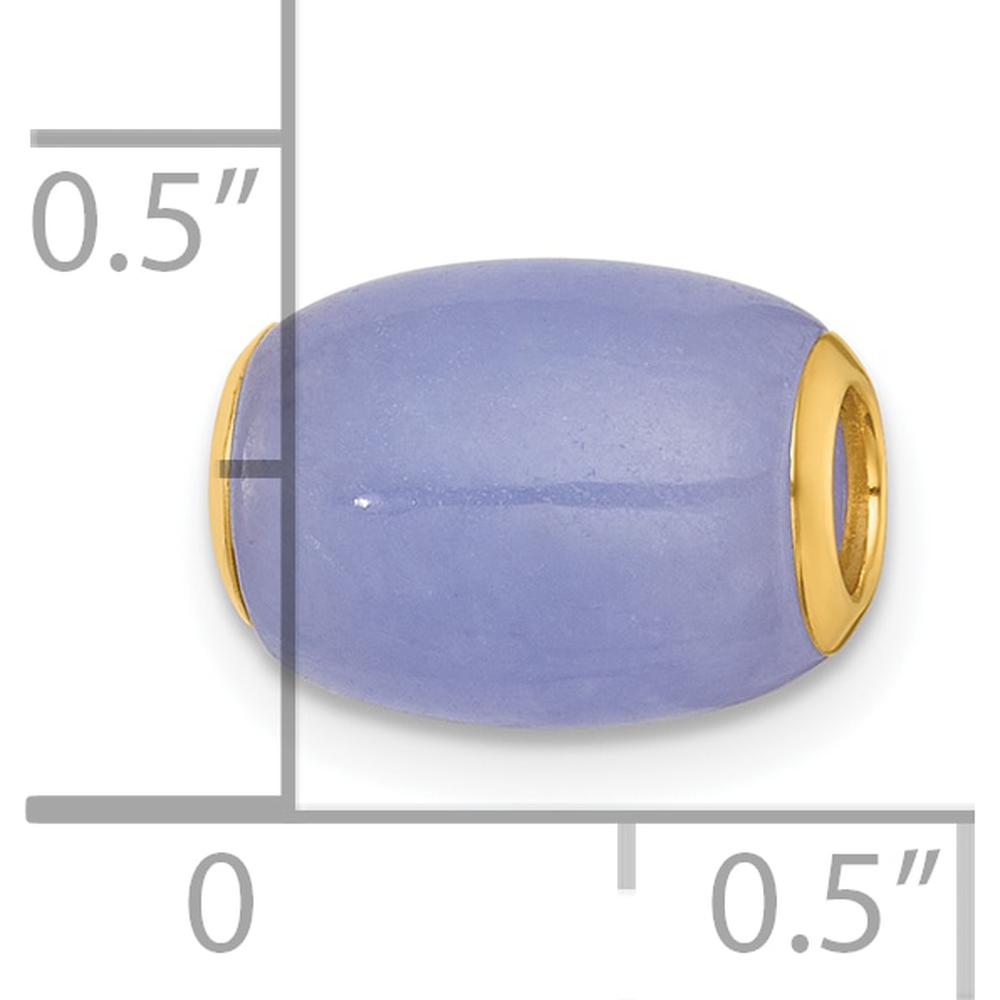 14K Yellow Gold Polished Lavender Jade Oval Barrel Bead Slide Pendant by Oro Pregiato