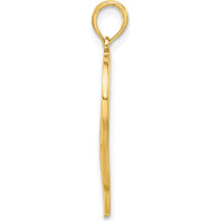 14K Yellow Gold Polished Leaf Pendant Charm - 29.7mm Length by Oro Pregiato