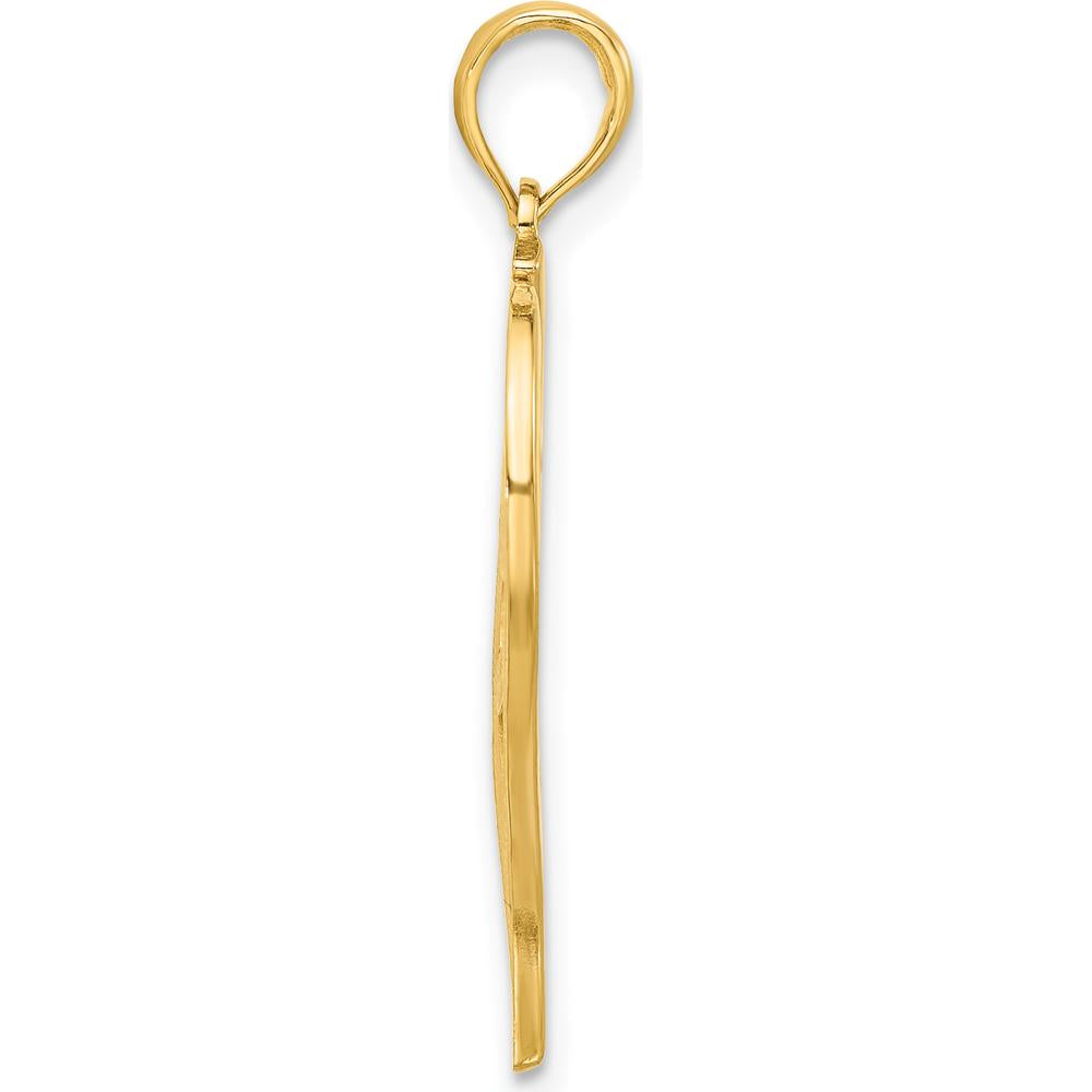 14K Yellow Gold Polished Leaf Pendant Charm - 29.7mm Length by Oro Pregiato