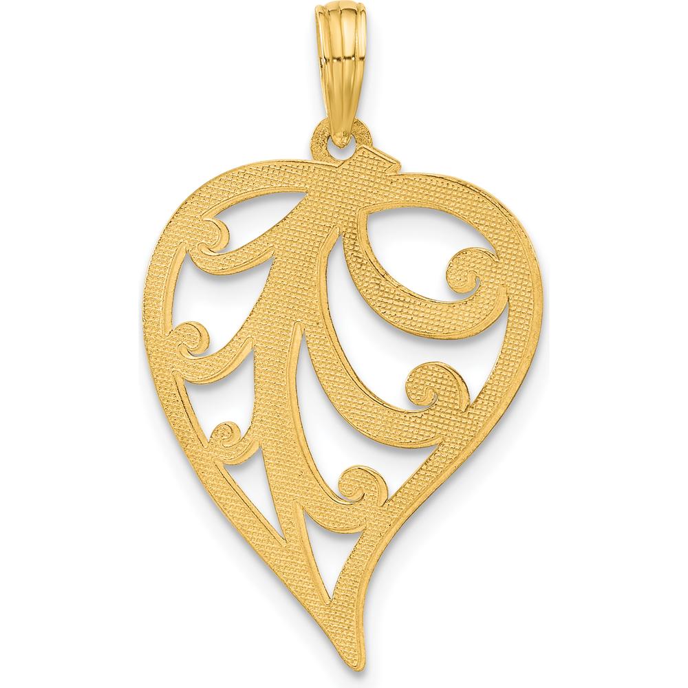 14K Yellow Gold Polished Leaf Pendant Charm - 29.7mm Length by Oro Pregiato