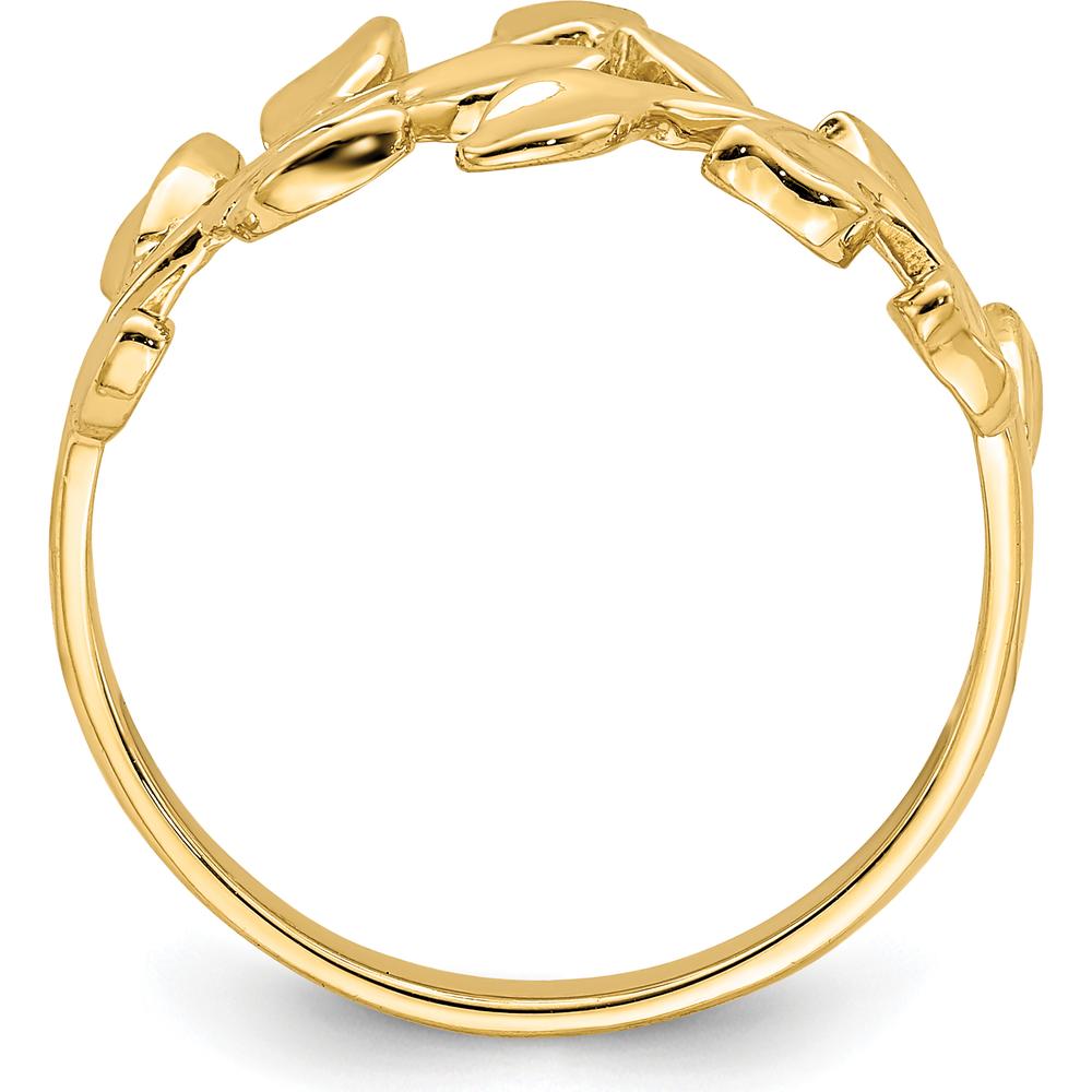 14K Yellow Gold Polished Leaf Ring - Elegant Nature-Inspired Design by Oro Pregiato