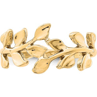 14K Yellow Gold Polished Leaf Ring - Elegant Nature-Inspired Design by Oro Pregiato