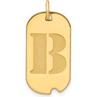 14K Yellow Gold Polished Letter B Initial Dog Tag Pendant by Oro Pregiato