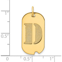 14K Yellow Gold Polished Letter D Initial Dog Tag Pendant - Custom Laser Cut Design by Oro Pregiato
