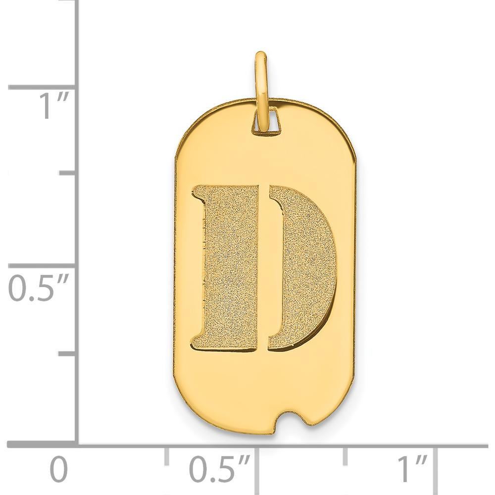 14K Yellow Gold Polished Letter D Initial Dog Tag Pendant - Custom Laser Cut Design by Oro Pregiato