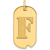 14K Yellow Gold Polished Letter F Initial Dog Tag Pendant - 24.6mm x 13.19mm by Oro Pregiato